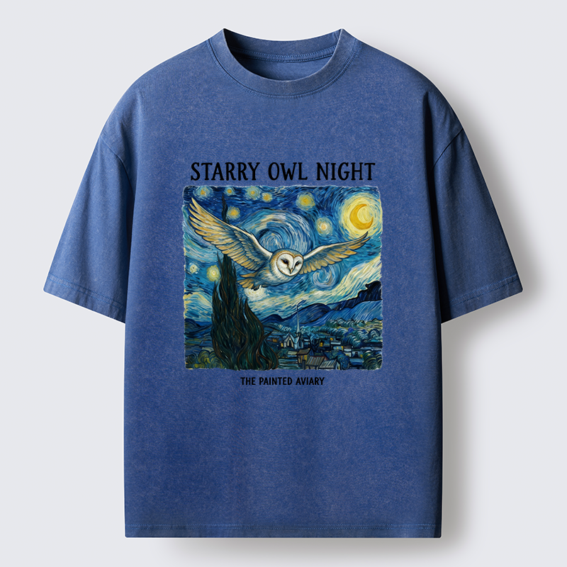 Tokyo-Tiger Owls In The Night Washed T-Shirt