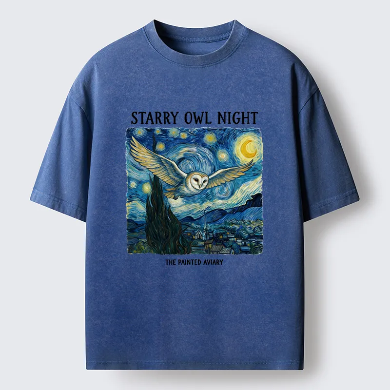 Tokyo-Tiger Owls In The Night Washed T-Shirt