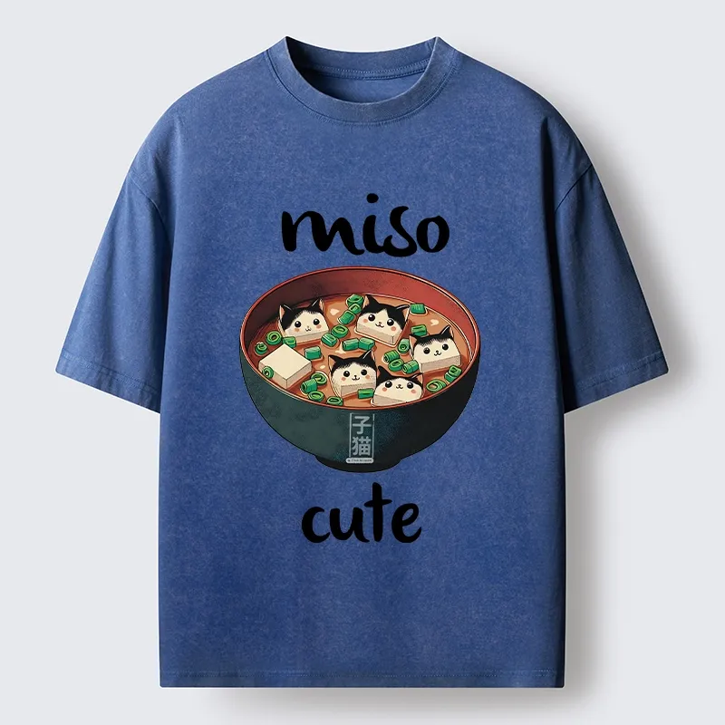 Tokyo-Tiger Cats In A Bowl Of Miso Washed T-Shirt