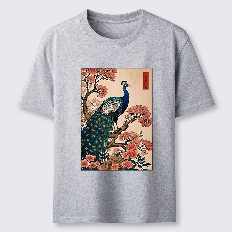 Tokyo-Tiger Vintage Peacock Ukiyoe Print Classic T-Shirt