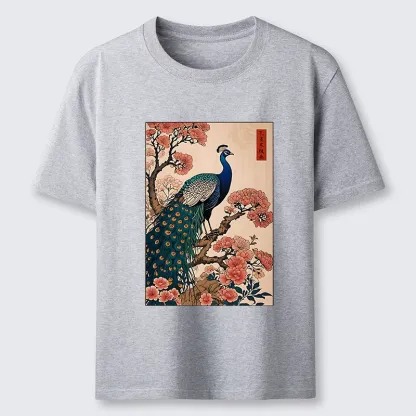Tokyo-Tiger Vintage Peacock Ukiyoe Print Classic T-Shirt
