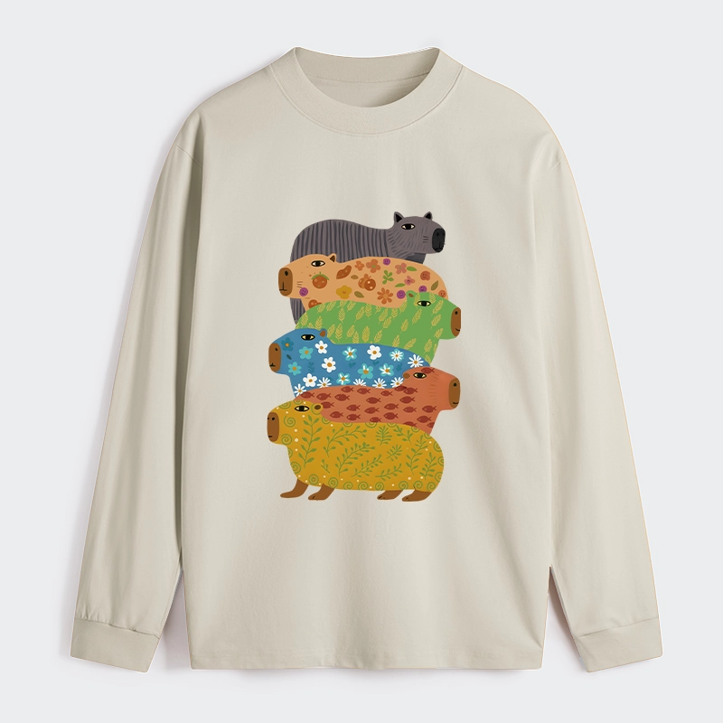 Tokyo-Tiger Colorful Capybaras Classic Long Sleeve T-Shirt