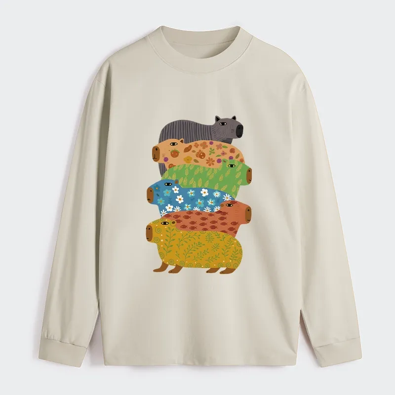 Tokyo-Tiger Colorful Capybaras Classic Long Sleeve T-Shirt
