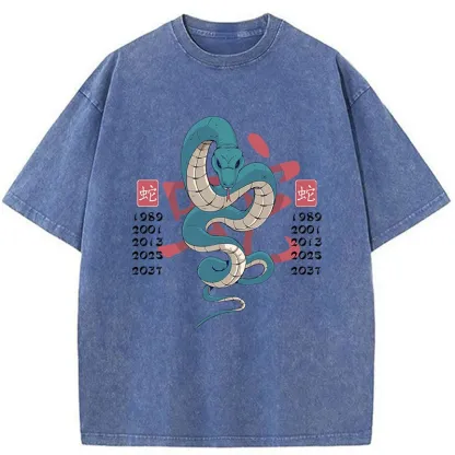 Tokyo-Tiger Celebrate The Years Of The Snake Washed T-Shirt