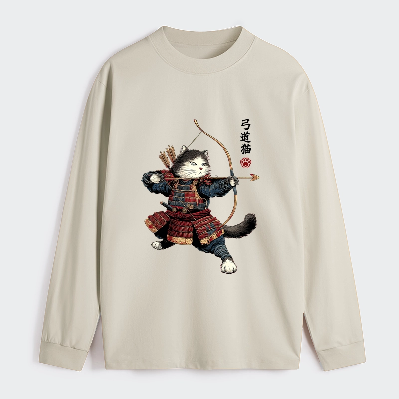 Tokyo-Tiger Kyudo Samurai Cat Classic Long Sleeve T-Shirt