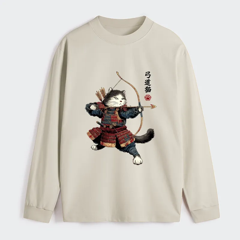 Tokyo-Tiger Kyudo Samurai Cat Classic Long Sleeve T-Shirt