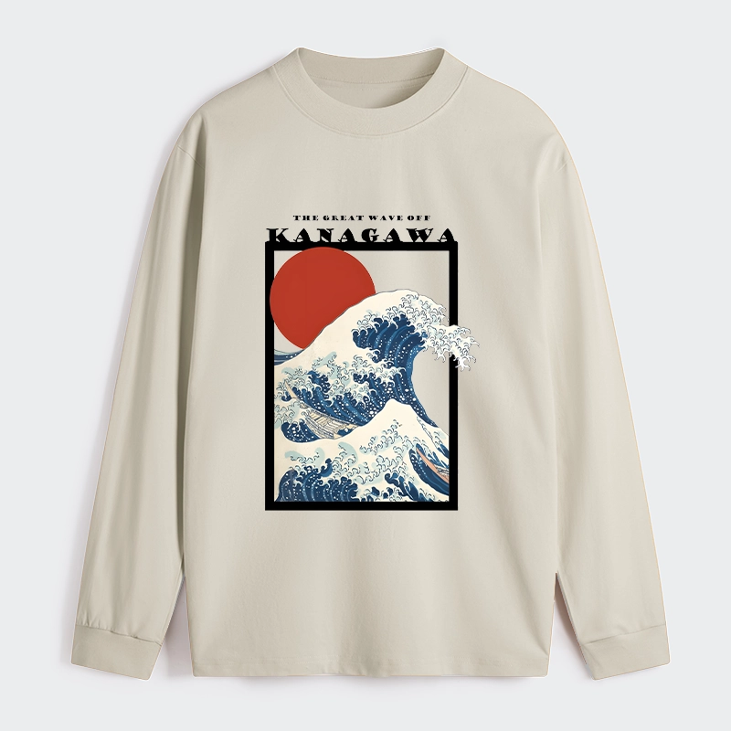 Tokyo-Tiger Minimalist Ukiyo-e Waves Classic Long Sleeve T-Shirt