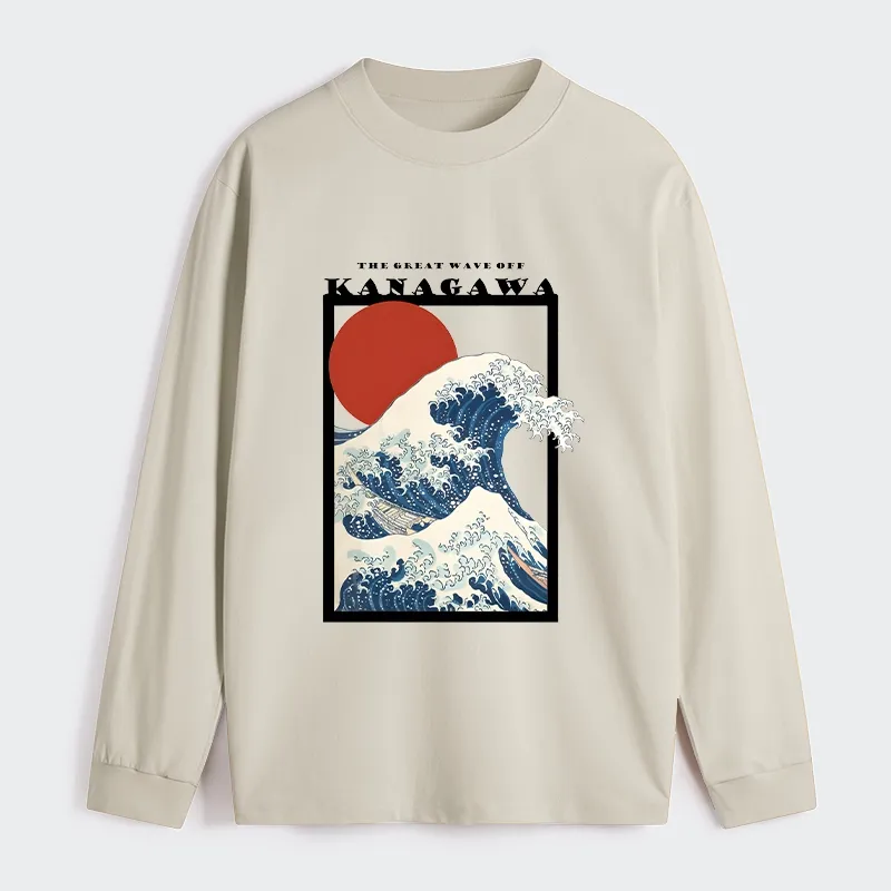 Tokyo-Tiger Minimalist Ukiyo-e Waves Classic Long Sleeve T-Shirt Sale
