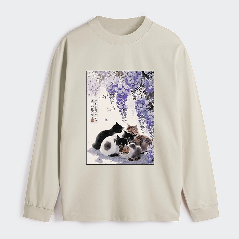 Tokyo-Tiger Cats plotting under the wisteria Classic Long Sleeve T-Shirt