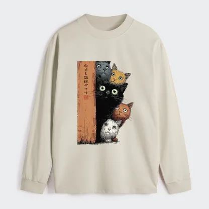 Tokyo-Tiger Five Cats Are Watching You Classic Long Sleeve T-Shirt