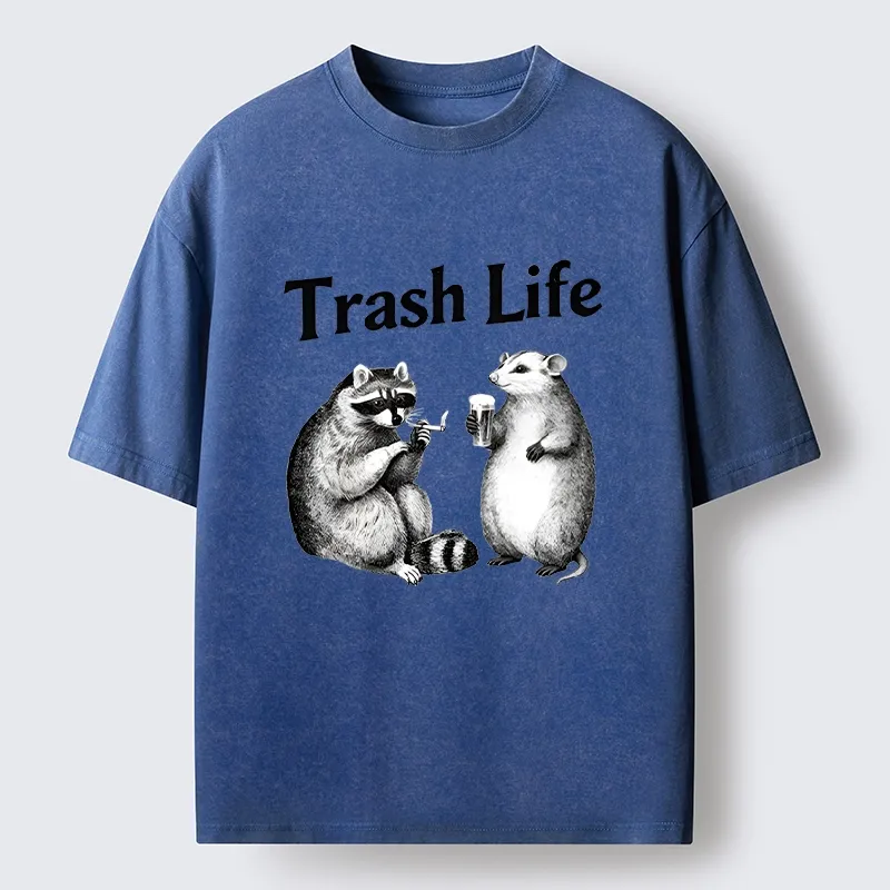 Tokyo-Tiger Trash Life Raccoon & Opossum Vibes Washed T-Shirt