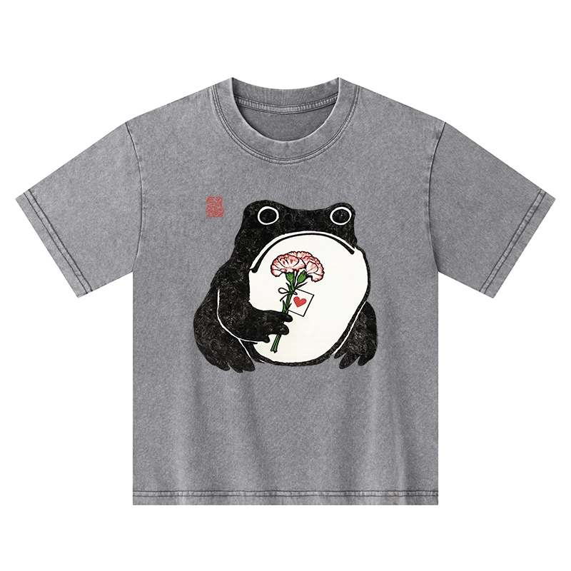 Tokyo-Tiger The Frog Holding A Carnation Kids Washed T-Shirt