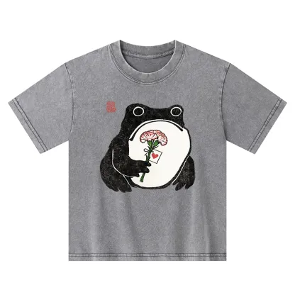 Tokyo-Tiger The Frog Holding A Carnation Kids Washed T-Shirt