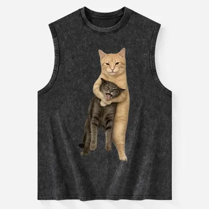 Tokyo-Tiger Orange Cat’s Tight Embrace Washed Tank