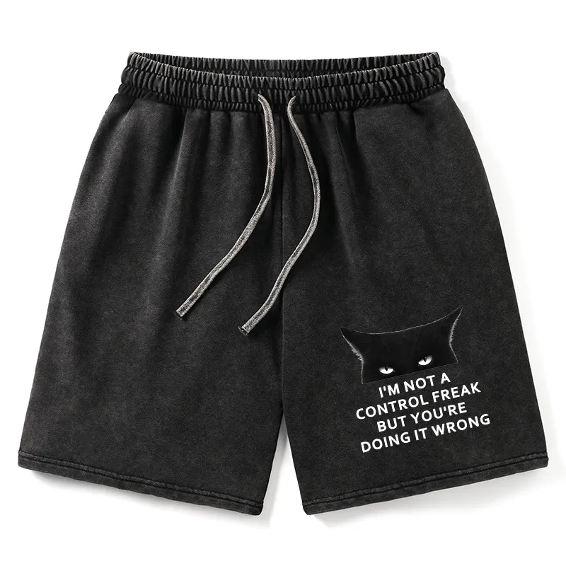 Tokyo-Tiger Control Freak Funny Washed Shorts