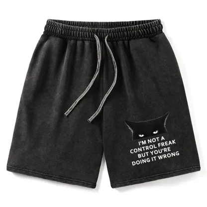 Tokyo-Tiger Control Freak Funny Washed Shorts