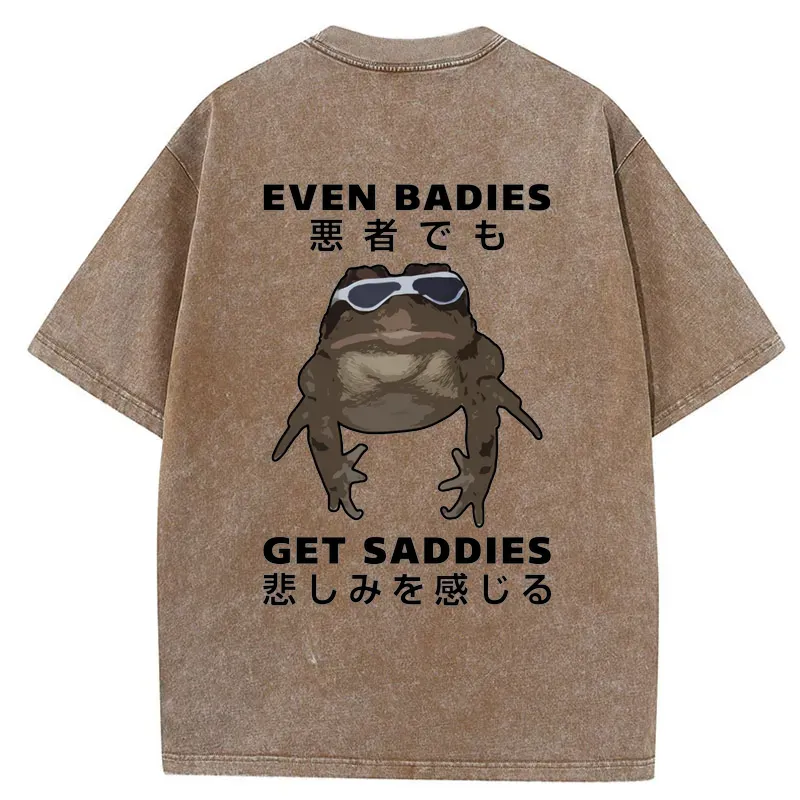 Tokyo-Tiger Even Baddies Get Saddies Back Washed T-Shirt