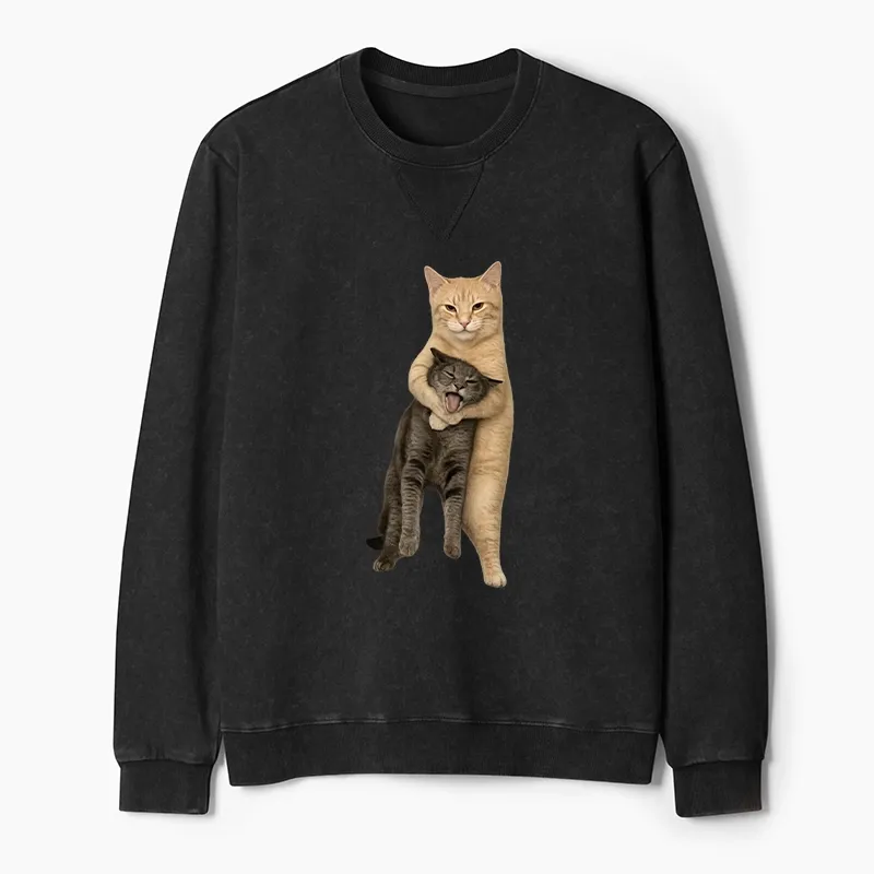 Tokyo-Tiger Orange Cat’s Tight Embrace Washed Terry Sweatshirt Sale