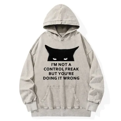 Tokyo-Tiger Control Freak Funny Washed Hoodie