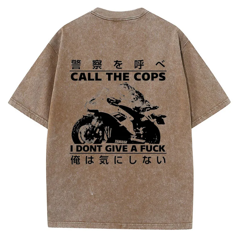 Tokyo-Tiger Funny Frog Riding A Motorcycle Back Washed T-Shirt