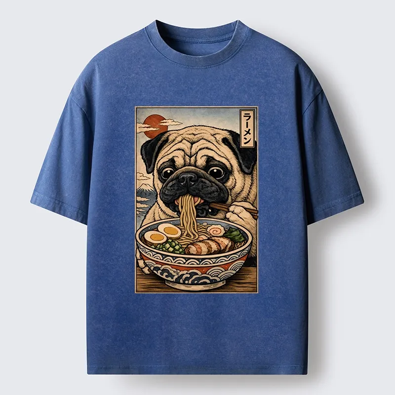 Tokyo-Tiger Ramen Time For The Pug Washed T-Shirt