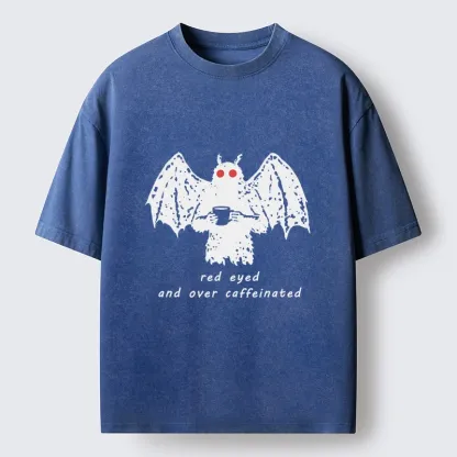 Tokyo-Tiger Mothman Needs Coffee Energy Washed T-Shirt