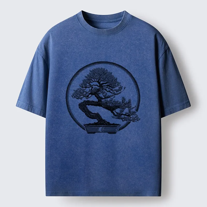 Tokyo-Tiger Bonsai Pine Tree Art Washed T-Shirt