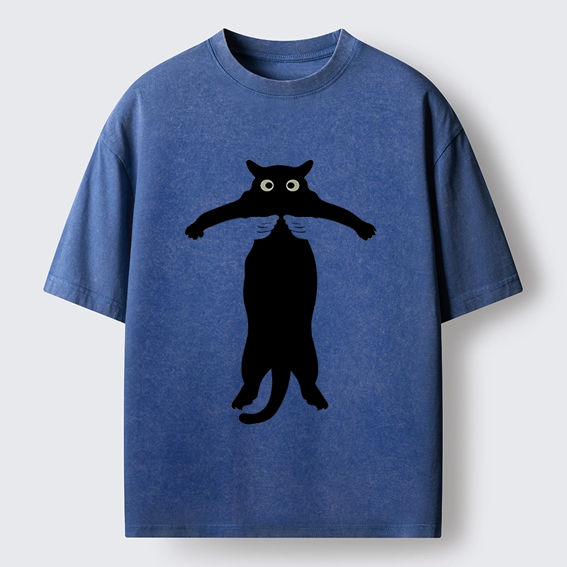 Tokyo-Tiger Black Cat Held By Hands Washed T-Shirt