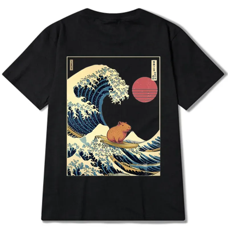Tokyo-Tiger Capybara Surfing Back Classic T-Shirt Sale