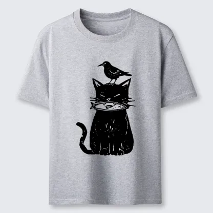 Tokyo-Tiger Black Cat With Fish And Bird Classic T-Shirt