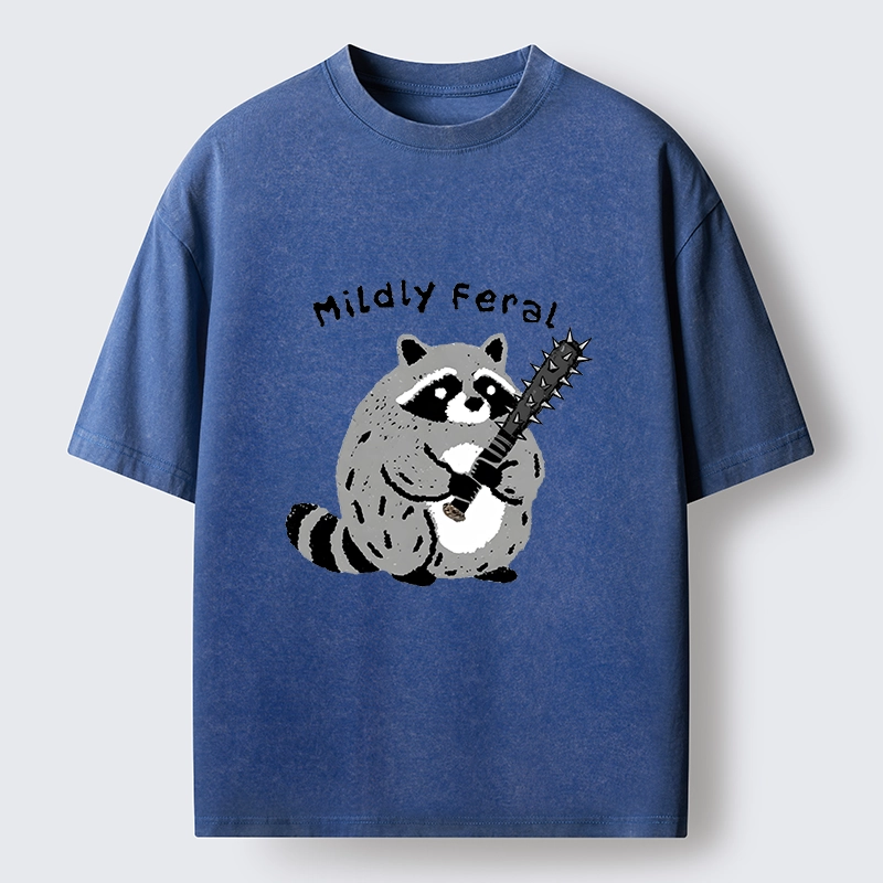 Tokyo-Tiger Cute But Feral Raccoon Cartoon Washed T-Shirt