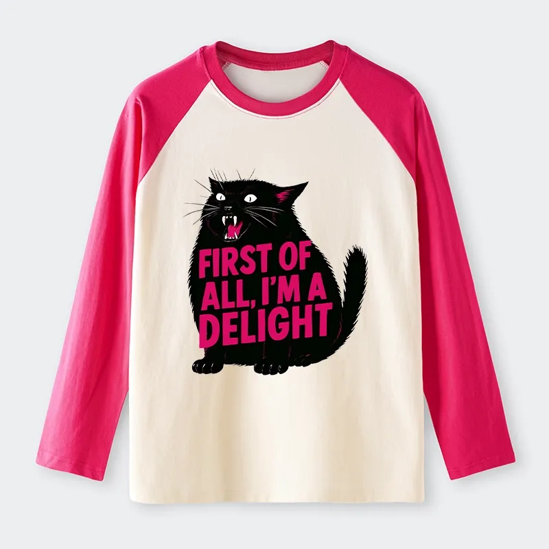 Tokyo-Tiger Roaring Black Cat Raglan Long Sleeve T-shirt