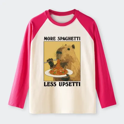 Tokyo-Tiger Capybara Eating Pasta Raglan Long Sleeve T-shirt