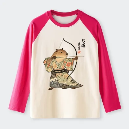 Tokyo-Tiger Capybara Archery Raglan Long Sleeve T-shirt