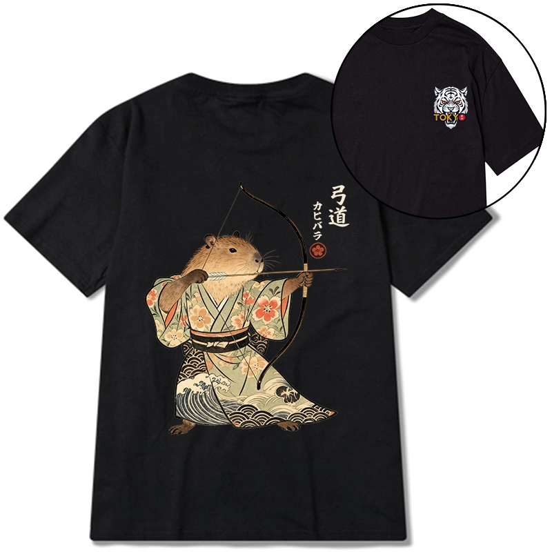 Tokyo-Tiger Capybara Archery Front Back Classic T-Shirt Sale