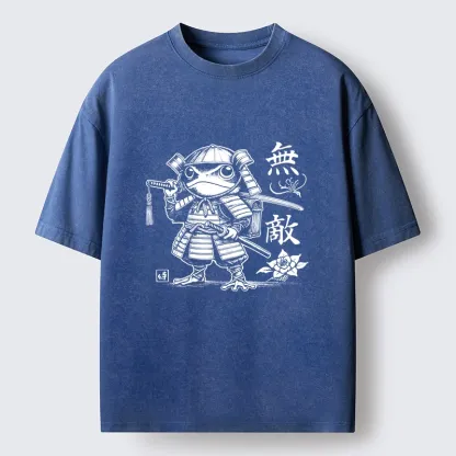 Tokyo-Tiger Samurai Frog Warrior Washed T-Shirt