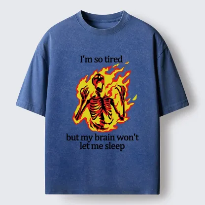 Tokyo-Tiger Tired Skeleton On Fire Washed T-Shirt