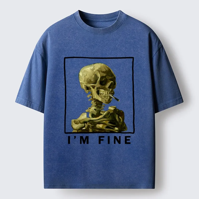 Tokyo-Tiger Skeleton Says Im Fine Washed T-Shirt Sale