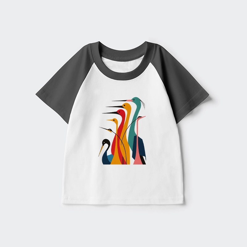 Tokyo-Tiger Various Types Of Cranes Kids Raglan T-shirt