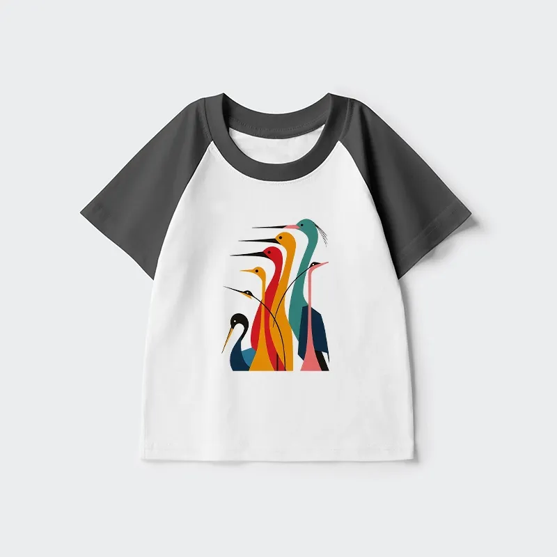 Tokyo-Tiger Various Types Of Cranes Kids Raglan T-shirt