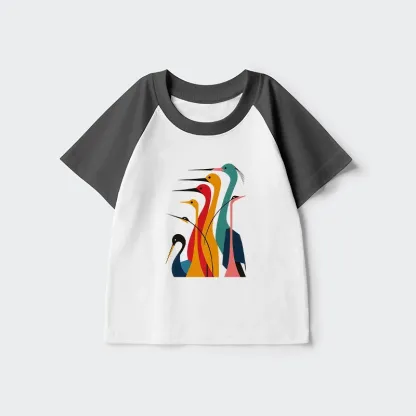 Tokyo-Tiger Various Types Of Cranes Kids Raglan T-shirt
