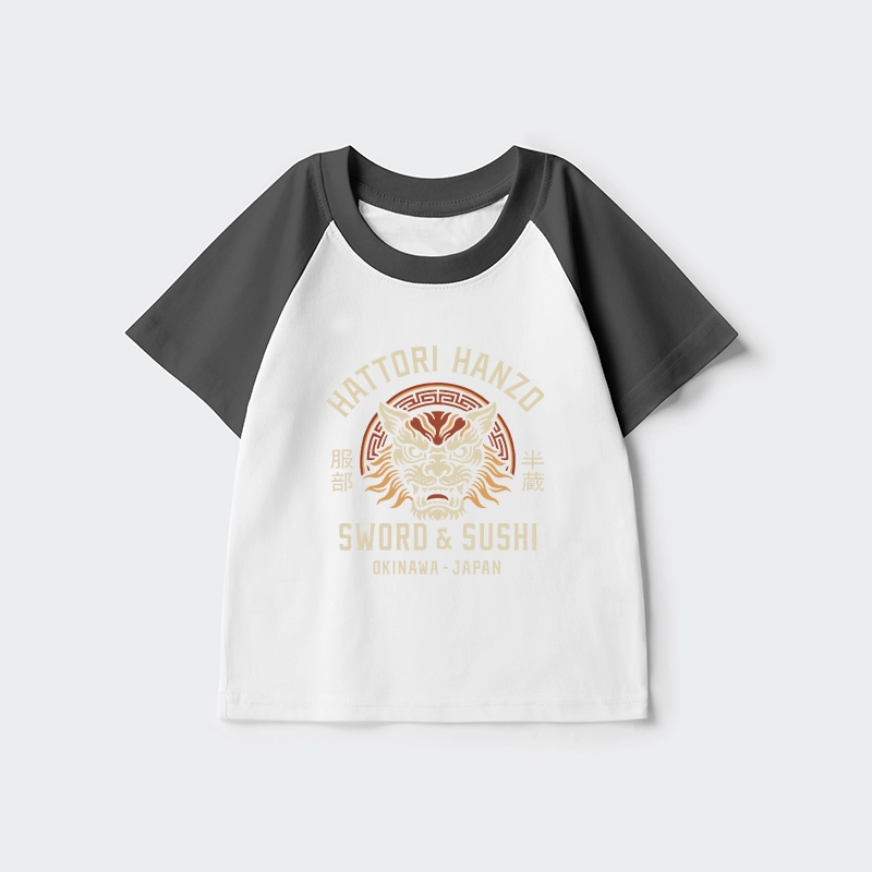 Tokyo-Tiger Hattori Lion Japanese Samurai Kids Raglan T-shirt