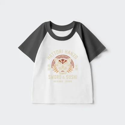 Tokyo-Tiger Hattori Lion Japanese Samurai Kids Raglan T-shirt