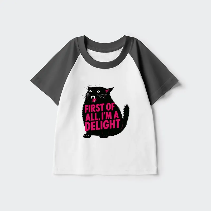 Tokyo-Tiger Roaring Black Cat Kids Raglan T-shirt Sale