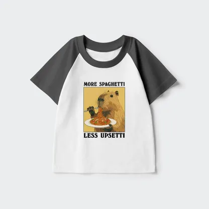 Tokyo-Tiger Capybara Eating Pasta Kids Raglan T-shirt