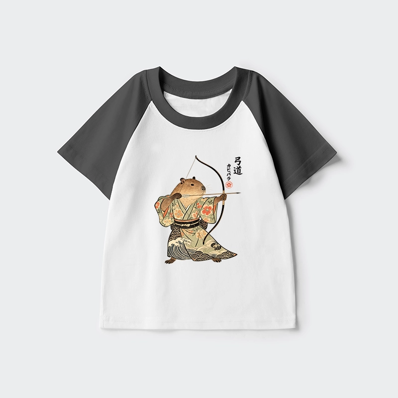 Tokyo-Tiger Capybara Archery Kids Raglan T-shirt