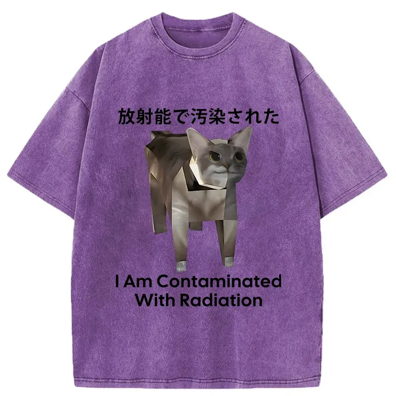 Tokyo-Tiger Nuclear Contaminated Cat Funny Washed T-Shirt