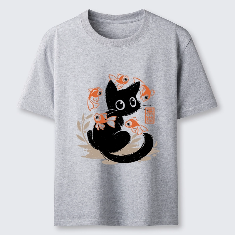 Tokyo-Tiger Curious Black Cat Among Fish Classic T-Shirt