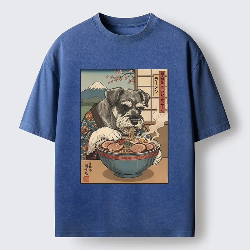 Tokyo-Tiger Dog Ramen Meme Washed T-Shirt