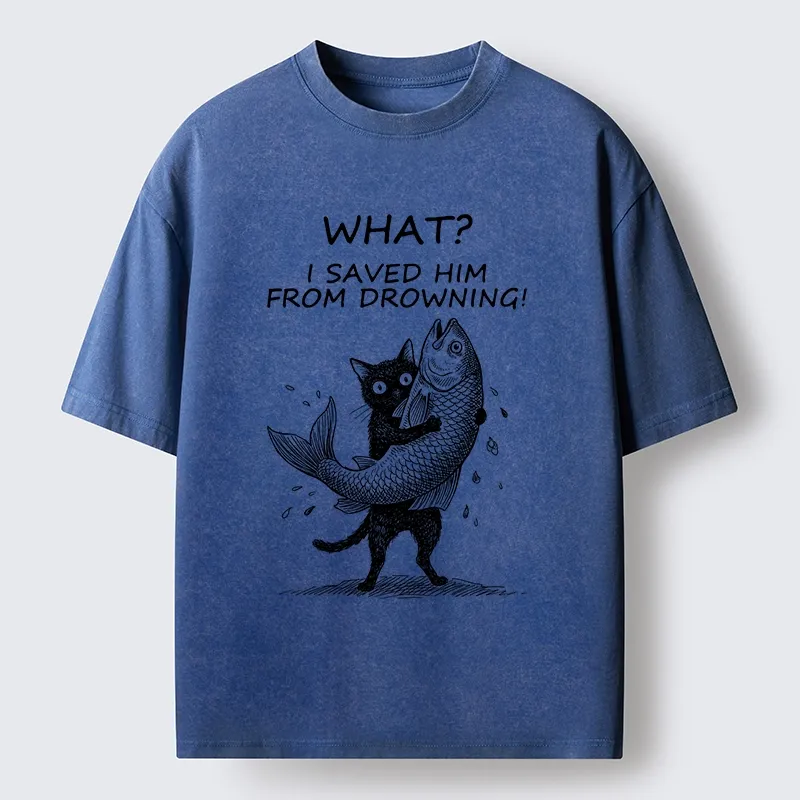 Tokyo-Tiger Cat Claims Fish Saving Meme Washed T-Shirt